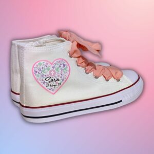 Zapatillas personalizadas mi primera comunión corazón rosa