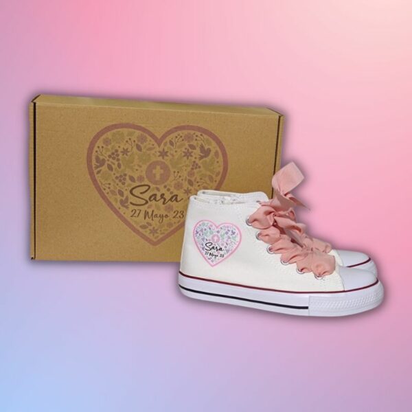 Zapatillas personalizadas mi primera comunión corazón rosa - Imagen 2