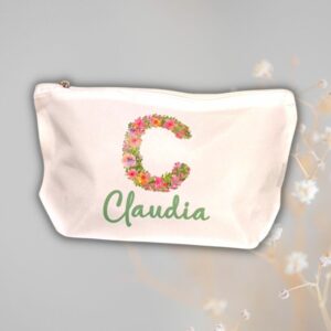 Neceser personalizado con inicial de flores